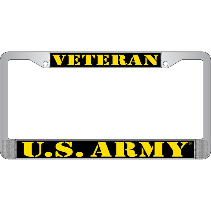 ARMY VETERAN CHROME LICENSE PLATE FRAME